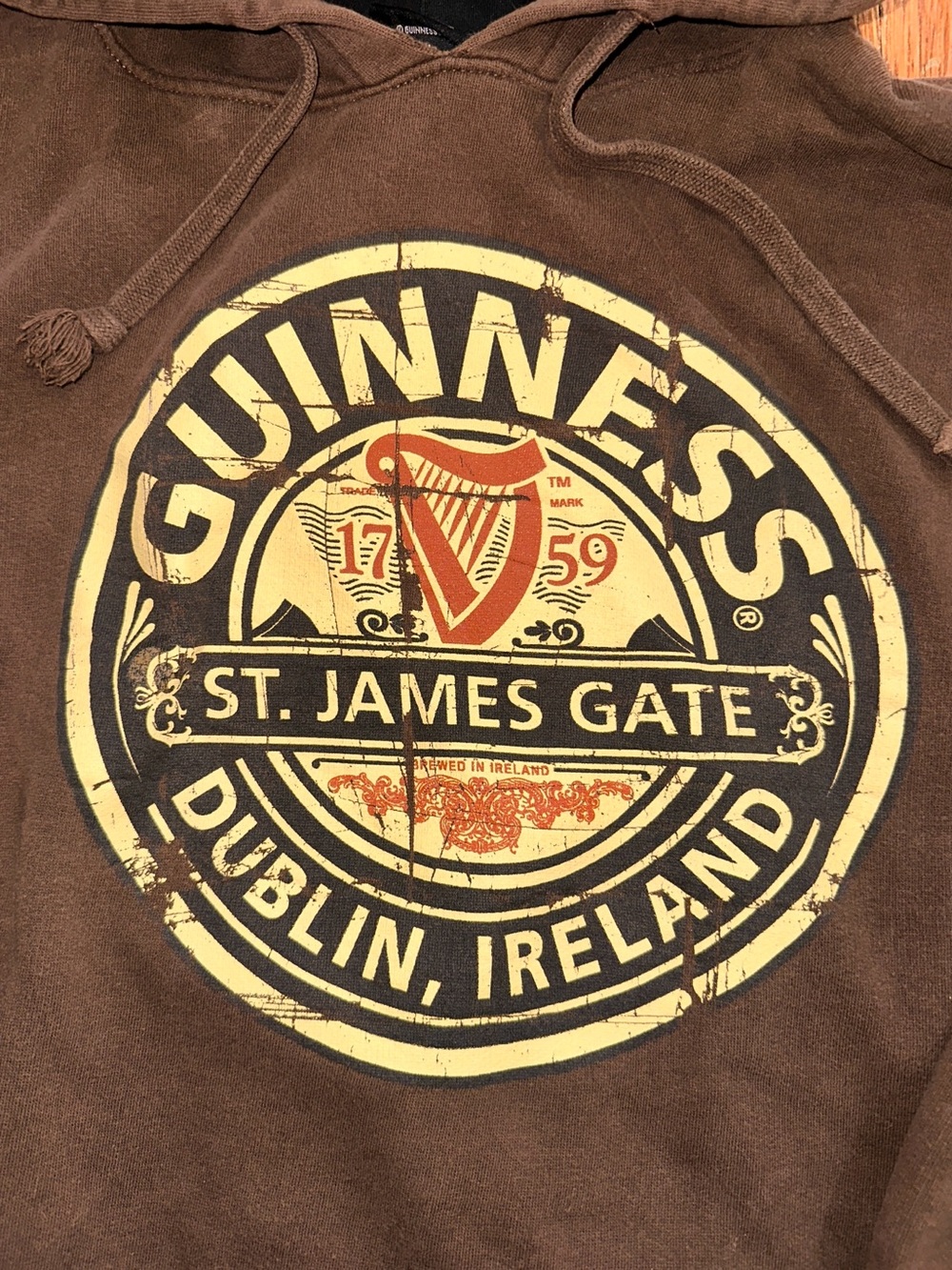 Men’s XL Brown Guinness St. James Gate Dublin Ireland Irish Hoodie Sweatshirt